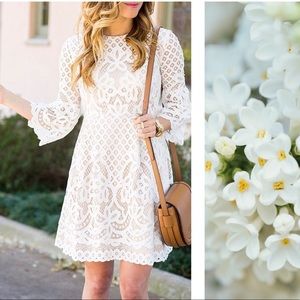 Eliza J. Lace Bell Sleeve Dress #482